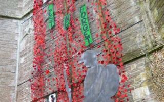 A poignant poppy display has been set up in Iron Acton