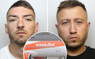 Joshua Stone (left) and Ryan Sanders (right) have been jailed after being drunk and abusive on an EasyJet plane